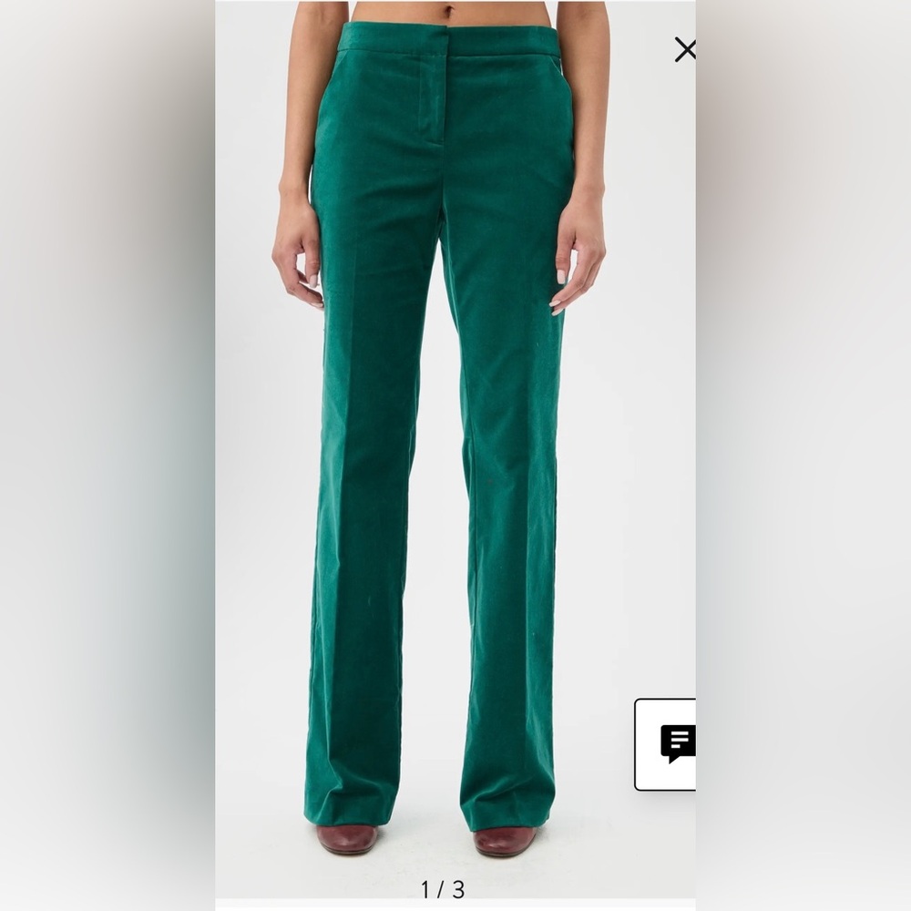Trina Turk Westport Green Velvet Wide Leg Pant Size 2 - Picture 3 of 11